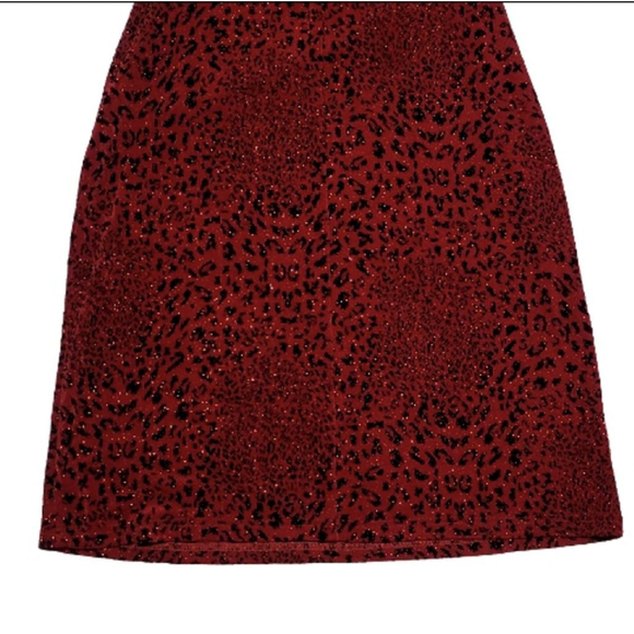 I.N. San Francisco Garnet Red Metallic Jaguar Print Cowlneck Bodycon Mini Dress - Picture 8 of 10